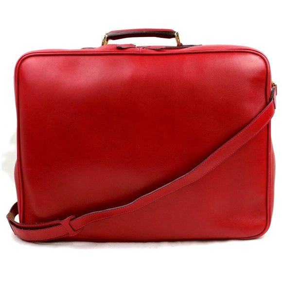 Auth Gucci Red Leather Travel Bag Rare #3886G38 - Picture 1 of 10
